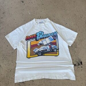 Rare Vintage 1985 Hanes Dave Blaney Sprint Car Racing White T-Shirt Size M